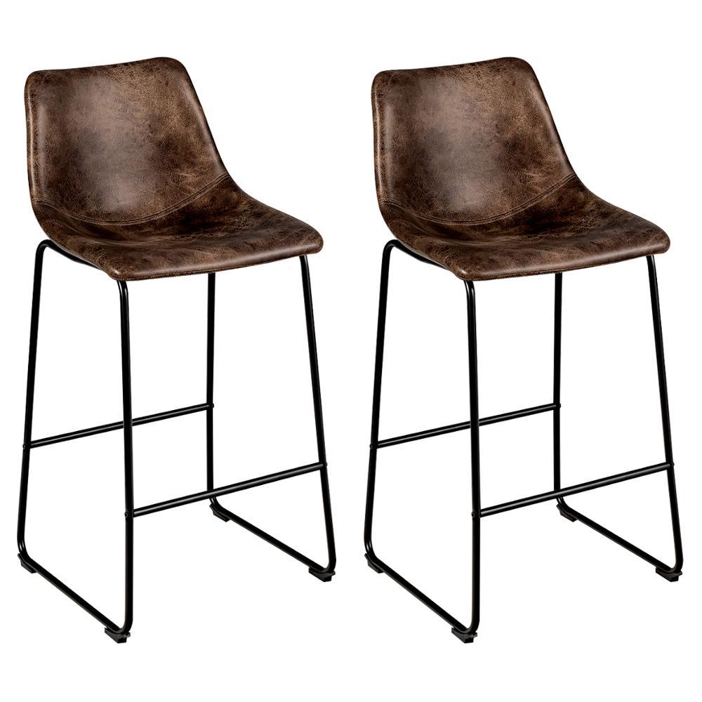 Faux Suede Bar Stool 2pc Set Devine Luxe Decor