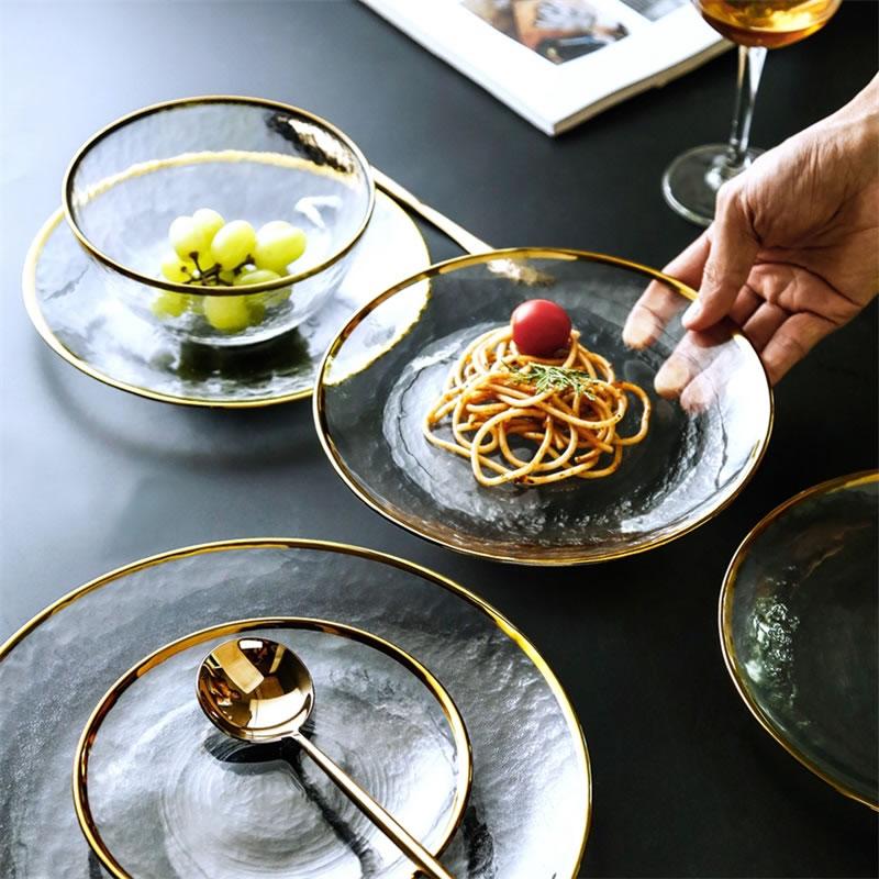 Frosted Gold Rim Dinner Plates