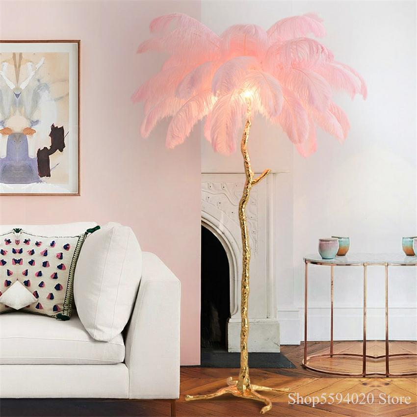 Ostrich Feather Lamp Copper Stand