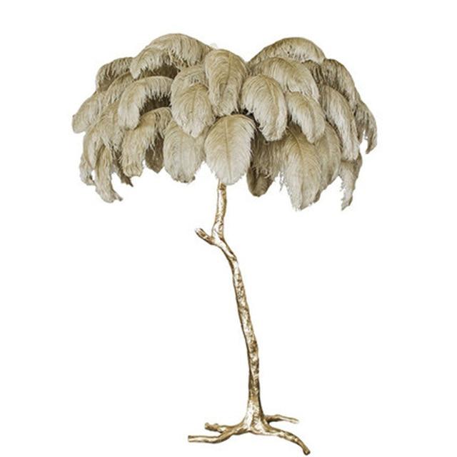 Ostrich Feather Lamp Copper Stand