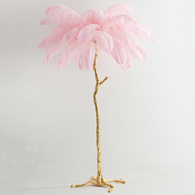 Ostrich Feather Lamp Copper Stand