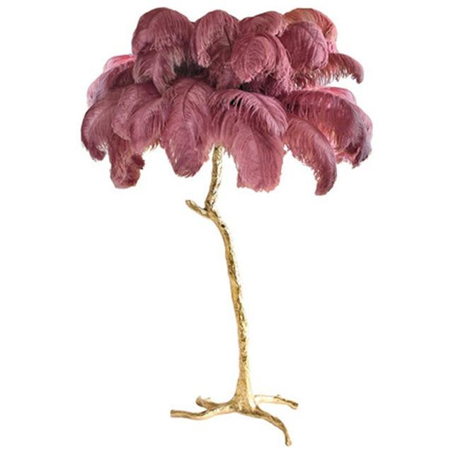 Ostrich Feather Lamp Copper Stand