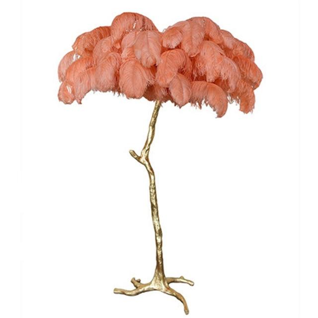 Ostrich Feather Lamp Copper Stand