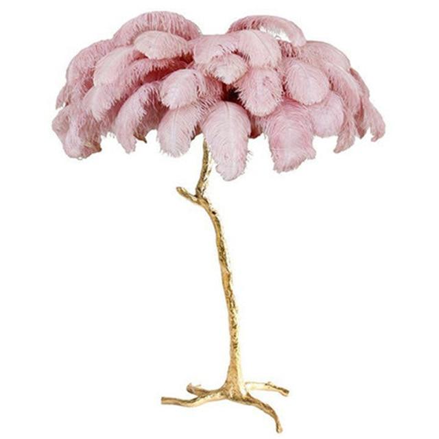 Ostrich Feather Lamp Copper Stand