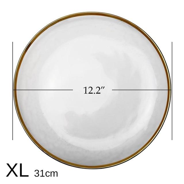 Frosted Gold Rim Dinner Plates