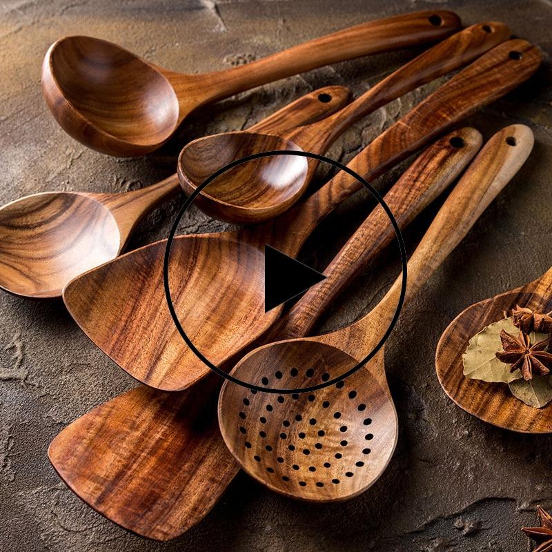 Natural Wood Tableware Set