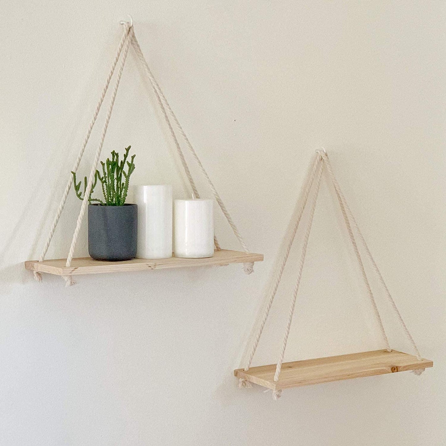 Wooden Rope Hanging Shelf