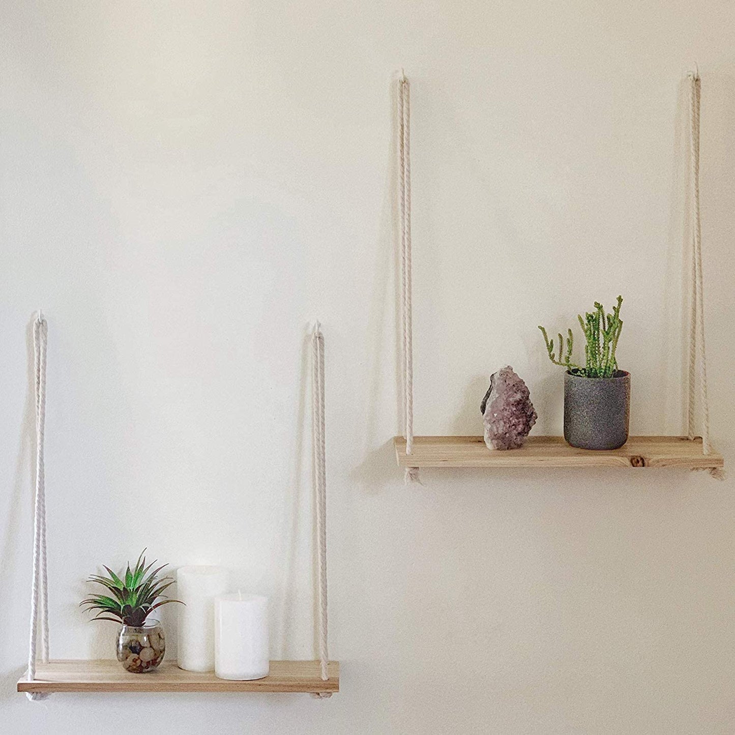 Wooden Rope Hanging Shelf