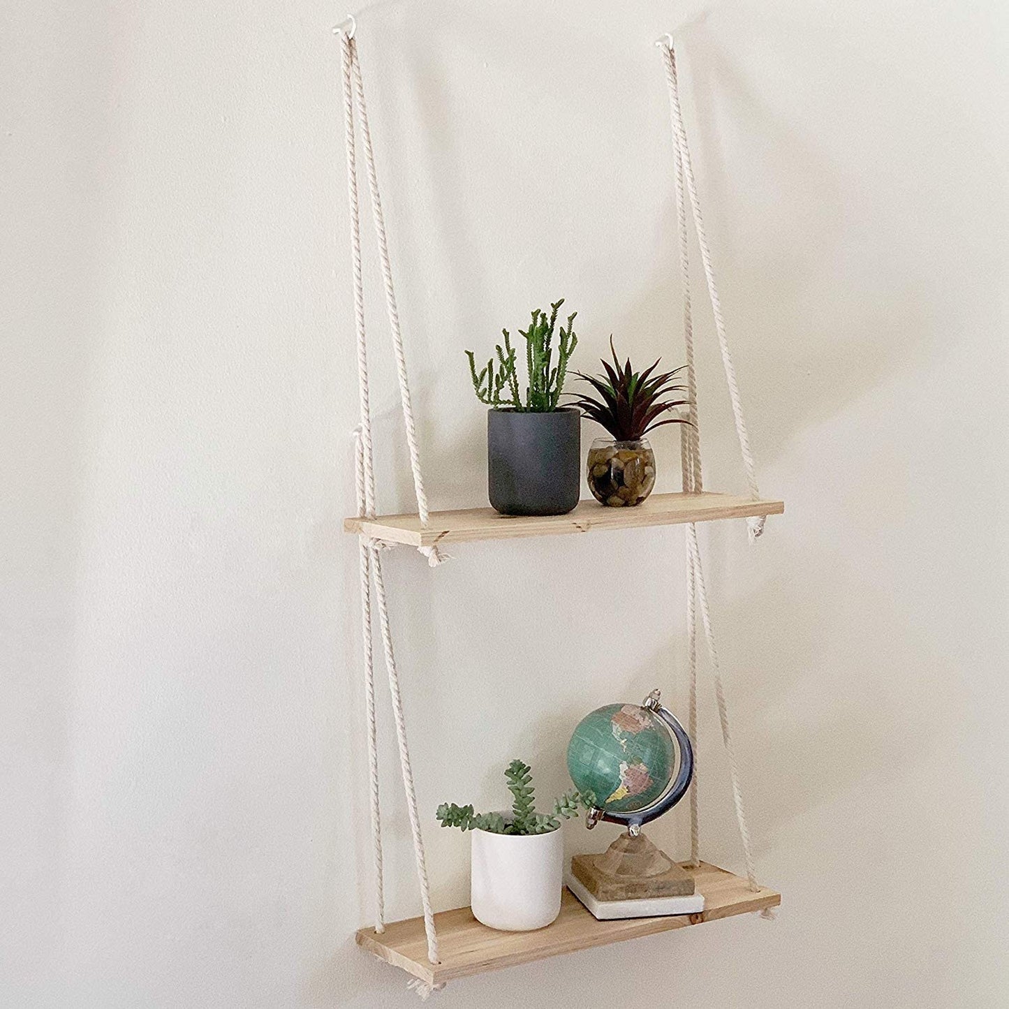 Wooden Rope Hanging Shelf