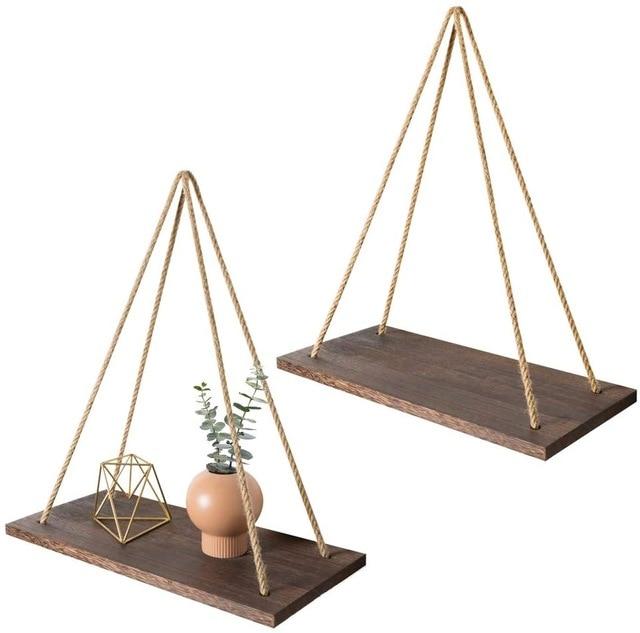 Wooden Rope Hanging Shelf