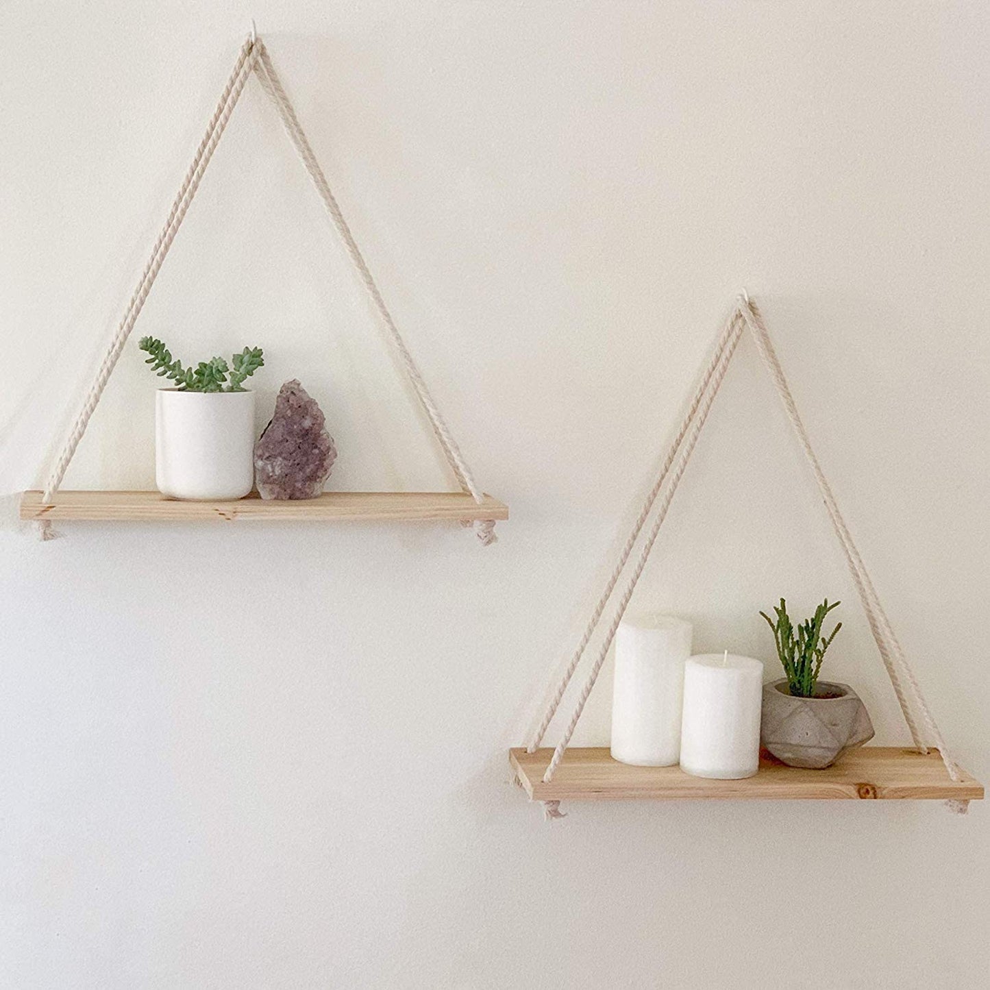 Wooden Rope Hanging Shelf