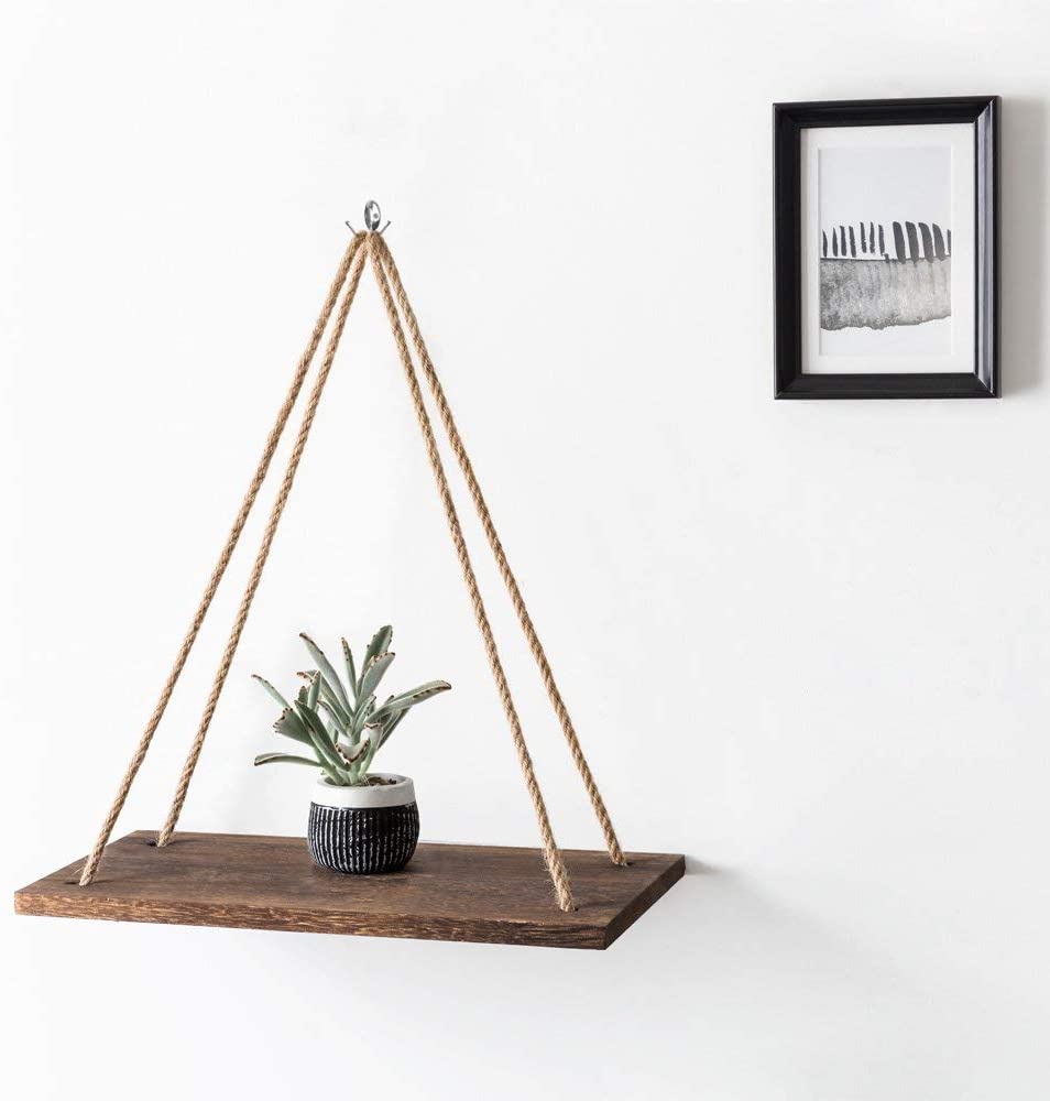 Wooden Rope Hanging Shelf