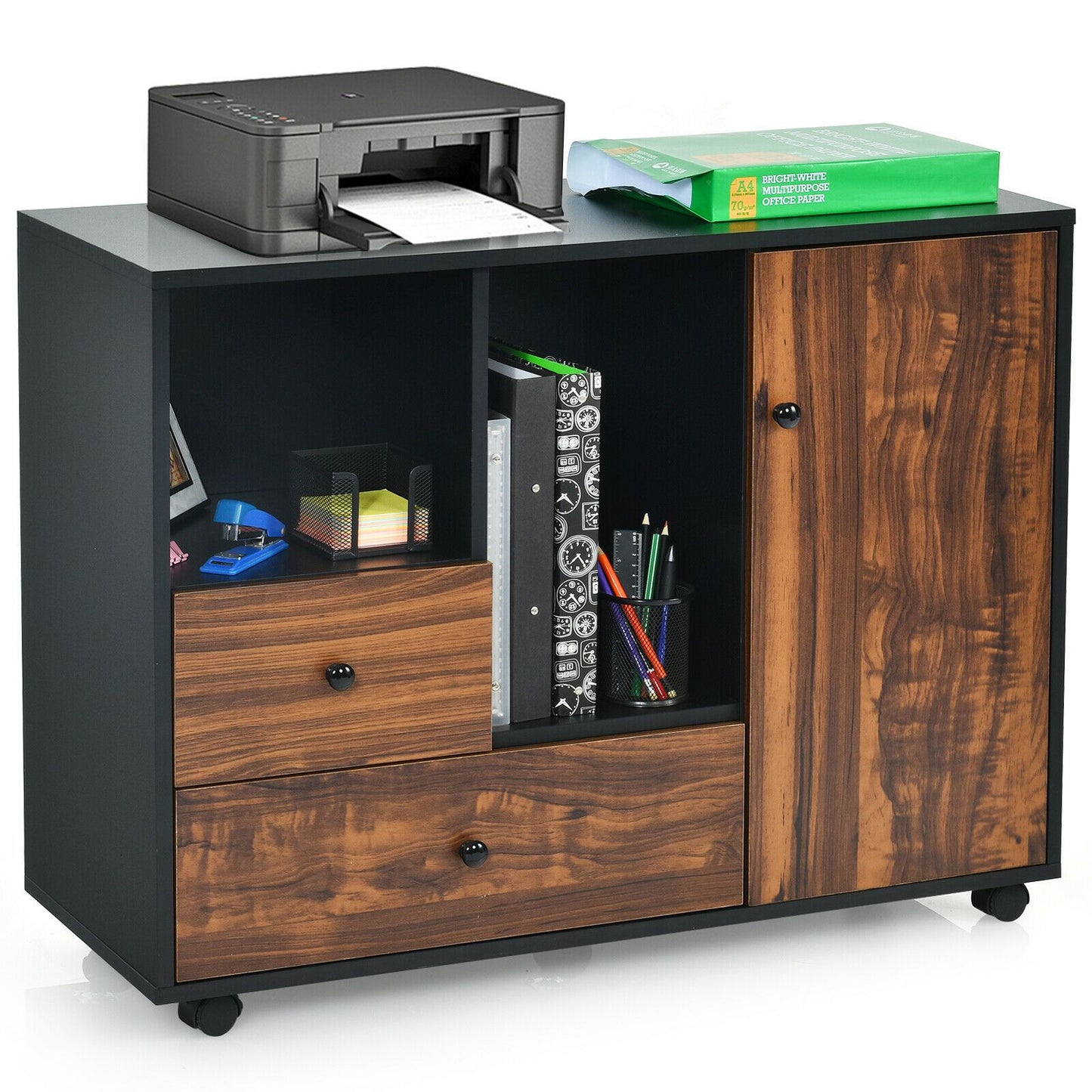 Mobile Filing Cabinet w/ 2 Drawers (open shelf)