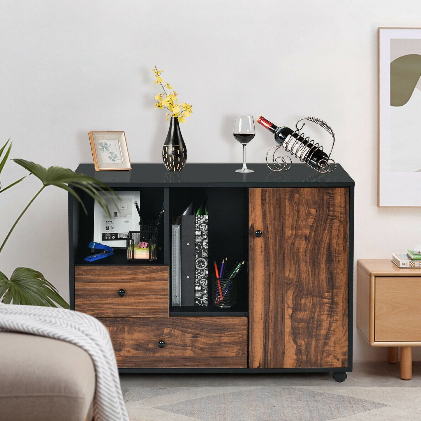 Mobile Filing Cabinet w/ 2 Drawers (open shelf)