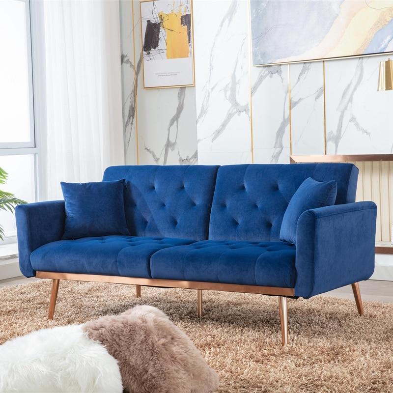 Modern Velvet Sofa w/ 2 Pillows