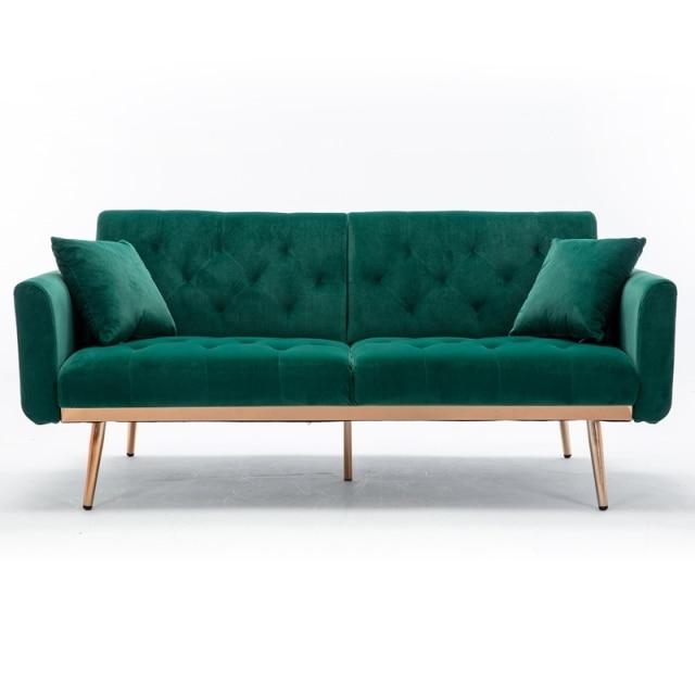 Modern Velvet Sofa w/ 2 Pillows