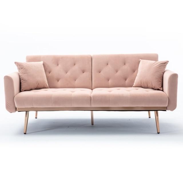 Modern Velvet Sofa w/ 2 Pillows