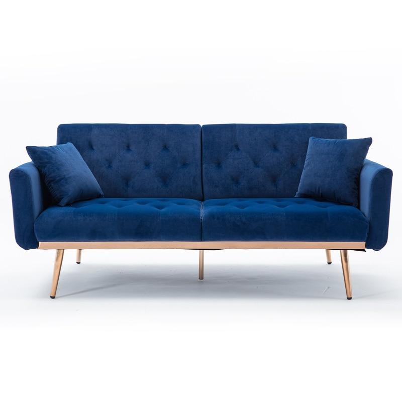 Modern Velvet Sofa w/ 2 Pillows