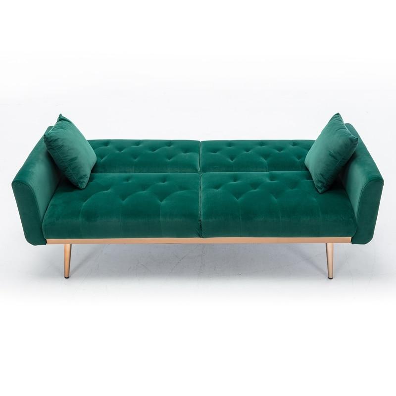 Modern Velvet Sofa w/ 2 Pillows