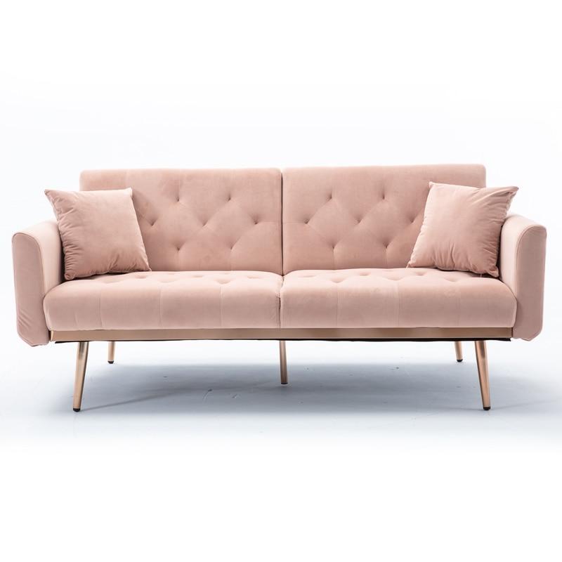 Modern Velvet Sofa w/ 2 Pillows