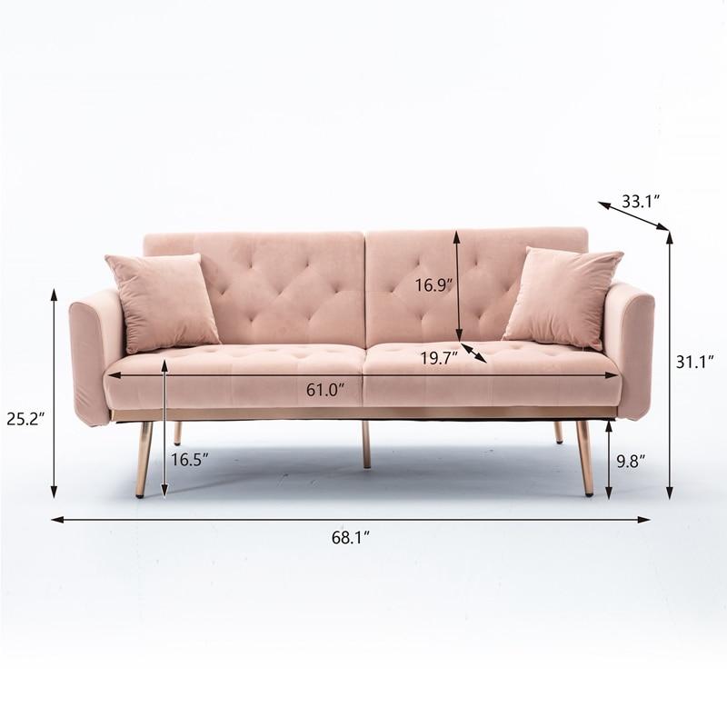 Modern Velvet Sofa w/ 2 Pillows