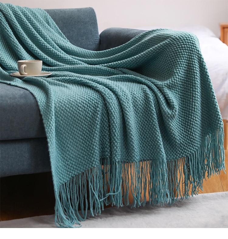 Knitted Plaid Throw Bedspread