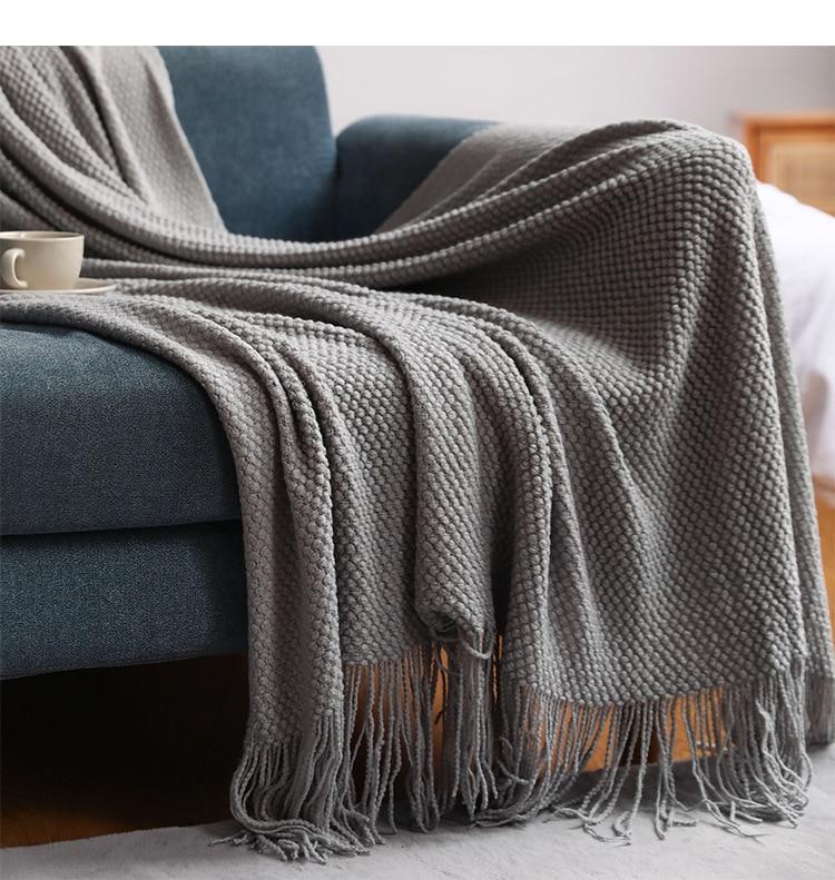 Knitted Plaid Throw Bedspread