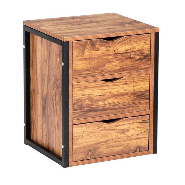 Metal & Wood Night Stand Side Table Set