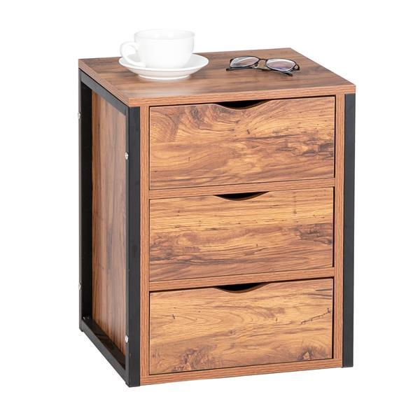 Metal & Wood Night Stand Side Table Set