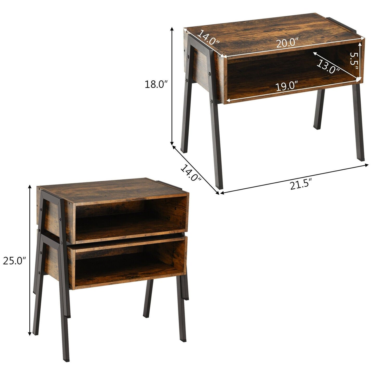 2 PC Stackable End Night Stand