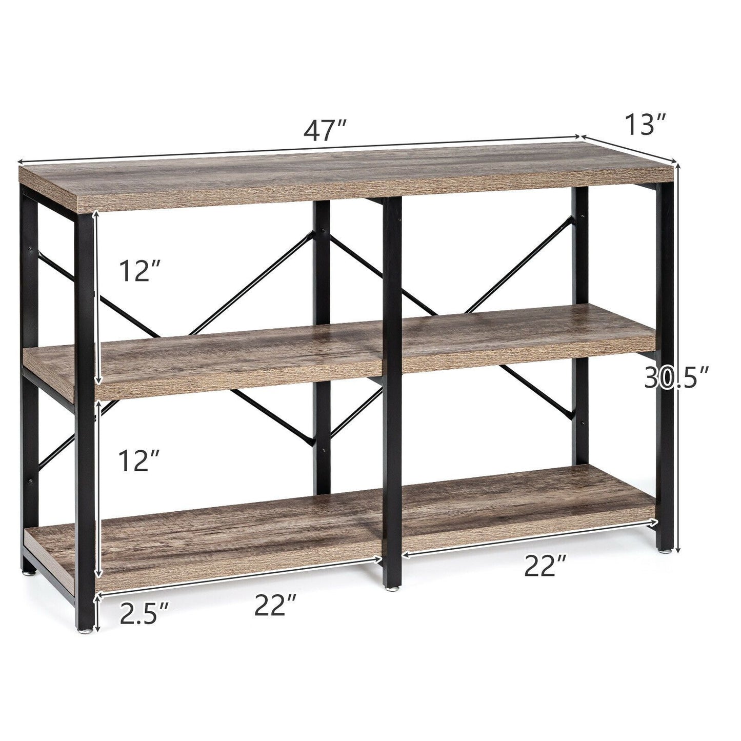 47" Industrial Metal Sofa Table