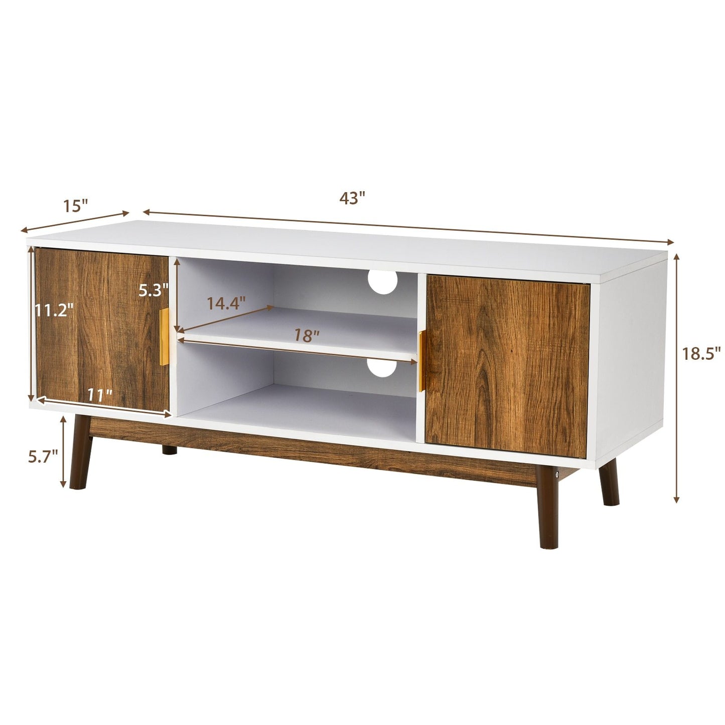 Modern TV Stand w/2 Storage Cabinets & Open Shelves