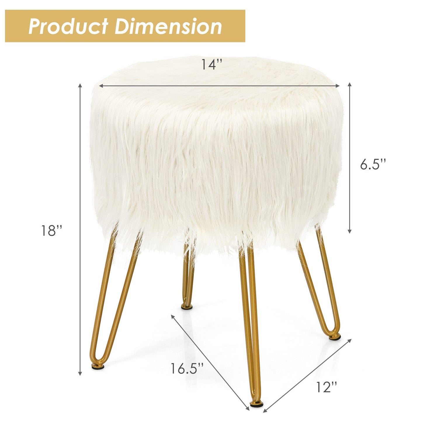 Faux Fur Vanity Stool (round)