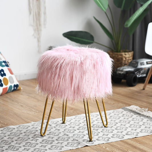 Faux Fur Vanity Stool (round)