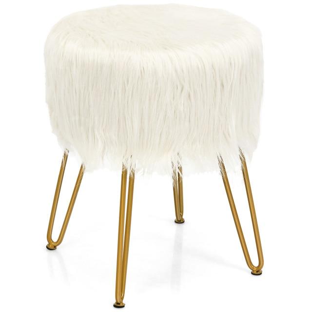 Faux Fur Vanity Stool (round)