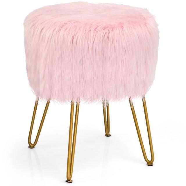 Faux Fur Vanity Stool (round)