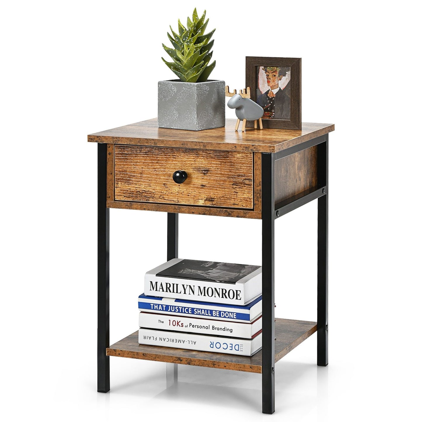 Metal & Wood End Table