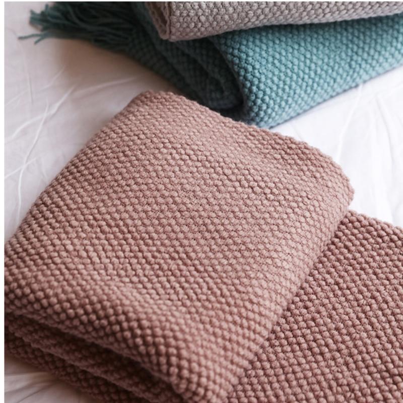 Knitted Plaid Throw Bedspread