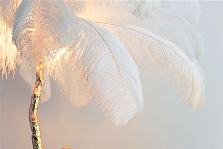 Ostrich Feather Lamp Copper Stand