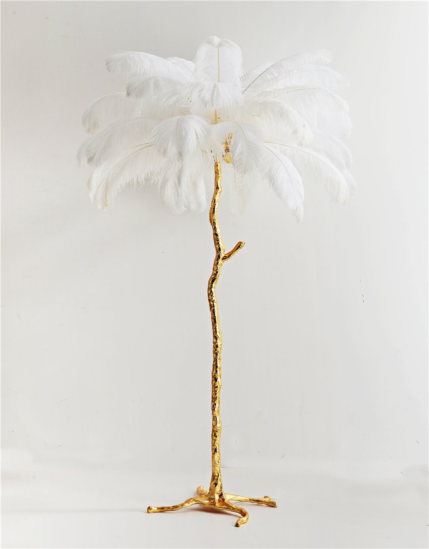 Ostrich Feather Lamp Copper Stand