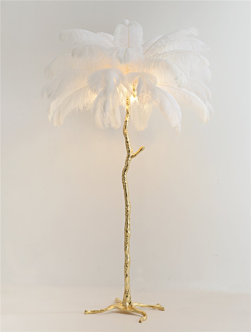 Ostrich Feather Lamp Copper Stand