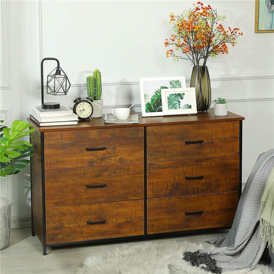 Walnut Bedroom Dresser (6 Drawer)