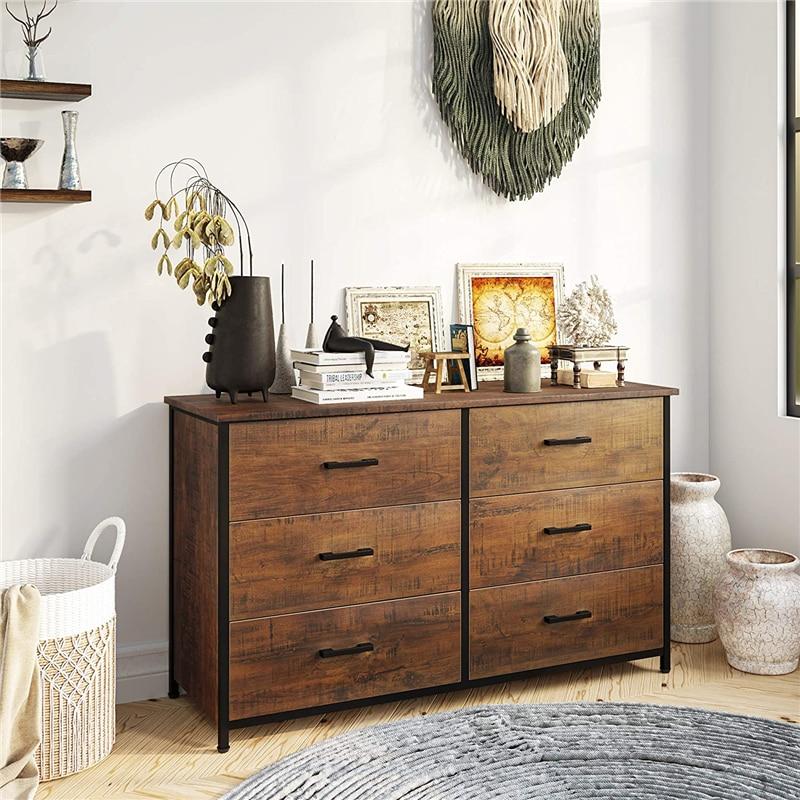 Walnut Bedroom Dresser (6 Drawer)