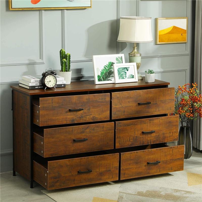 Walnut Bedroom Dresser (6 Drawer)