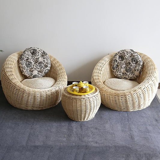Weave Sofa Cane Set (Outdoor 2 Chairs & Tea Table)