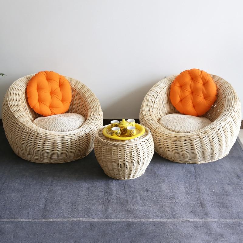 Weave Sofa Cane Set (Outdoor 2 Chairs & Tea Table)