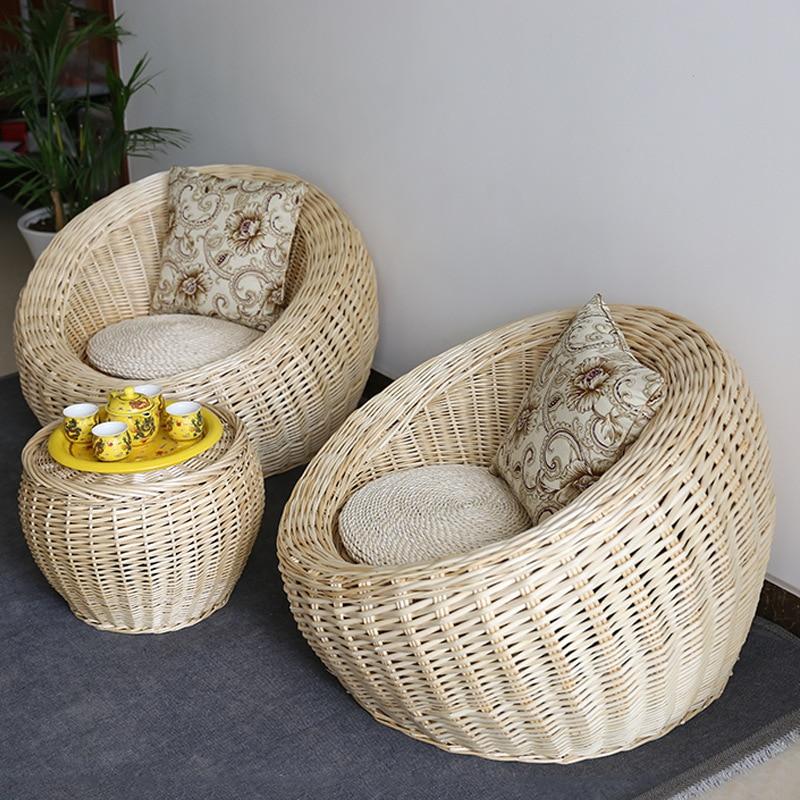 Weave Sofa Cane Set (Outdoor 2 Chairs & Tea Table)