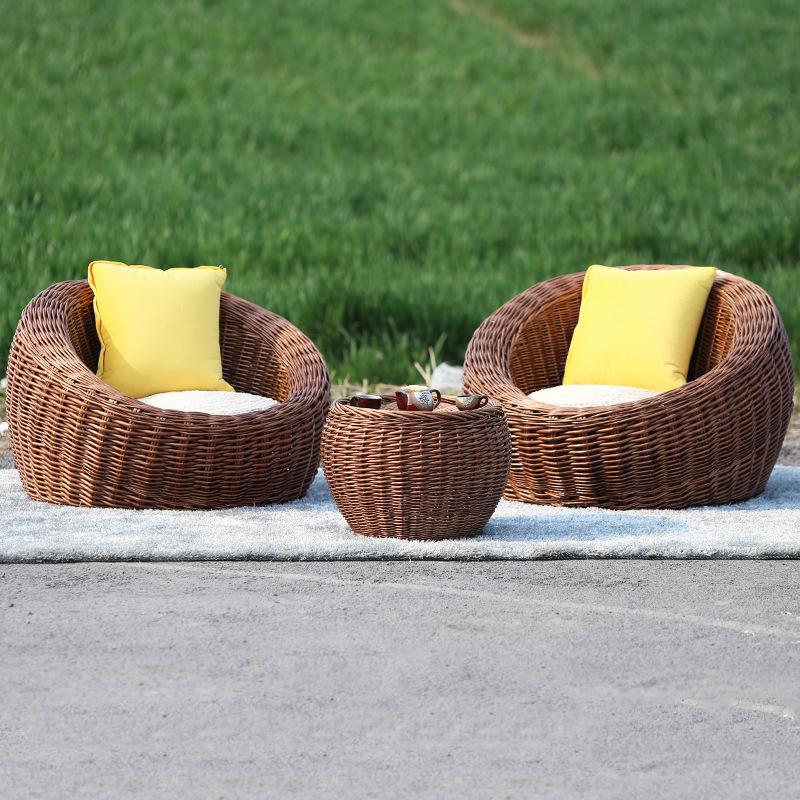 Weave Sofa Cane Set (Outdoor 2 Chairs & Tea Table)