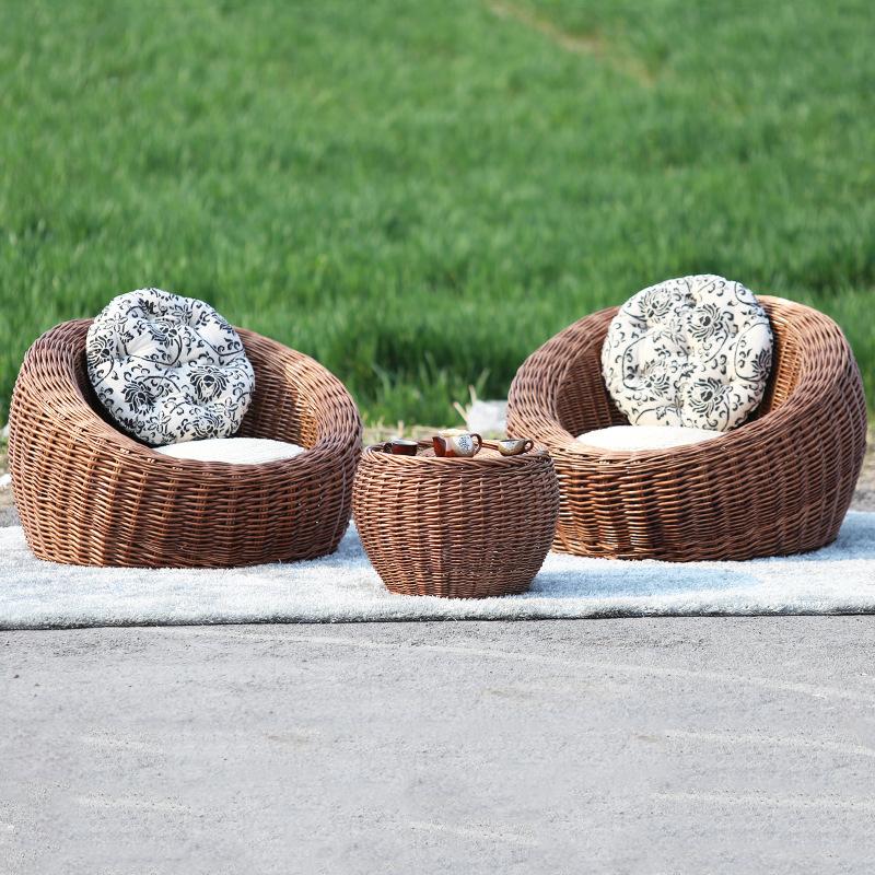 Weave Sofa Cane Set (Outdoor 2 Chairs & Tea Table)