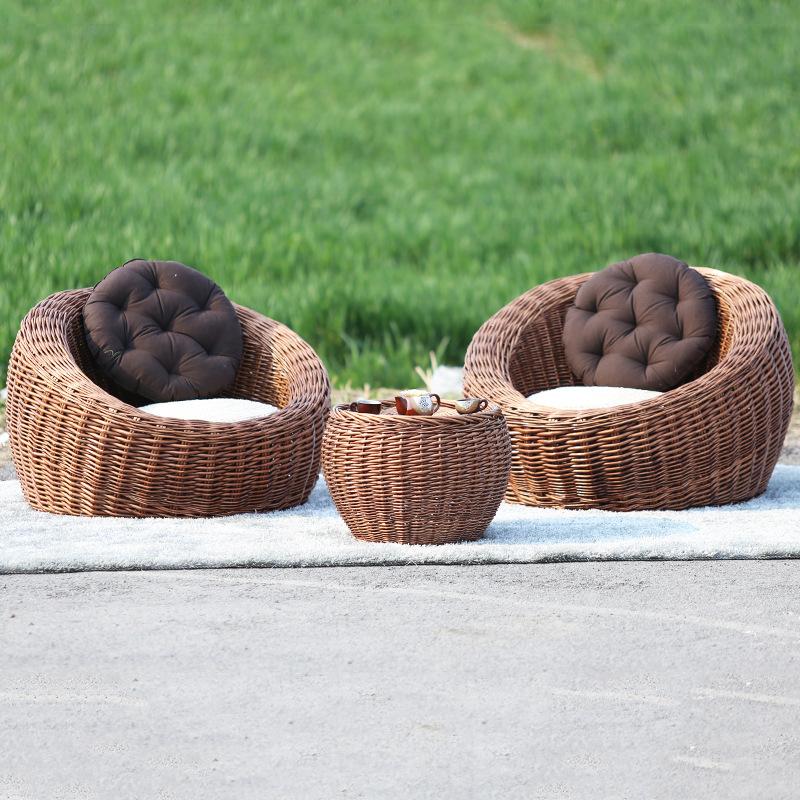 Weave Sofa Cane Set (Outdoor 2 Chairs & Tea Table)